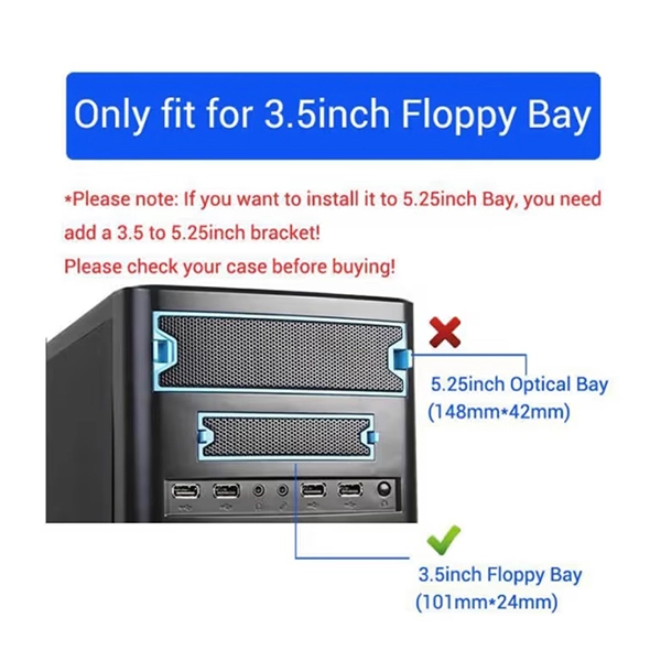 Mercer USB3FB Mecer 2 x USB3.0 Front Bezel in 3.5" Bay - Image 2