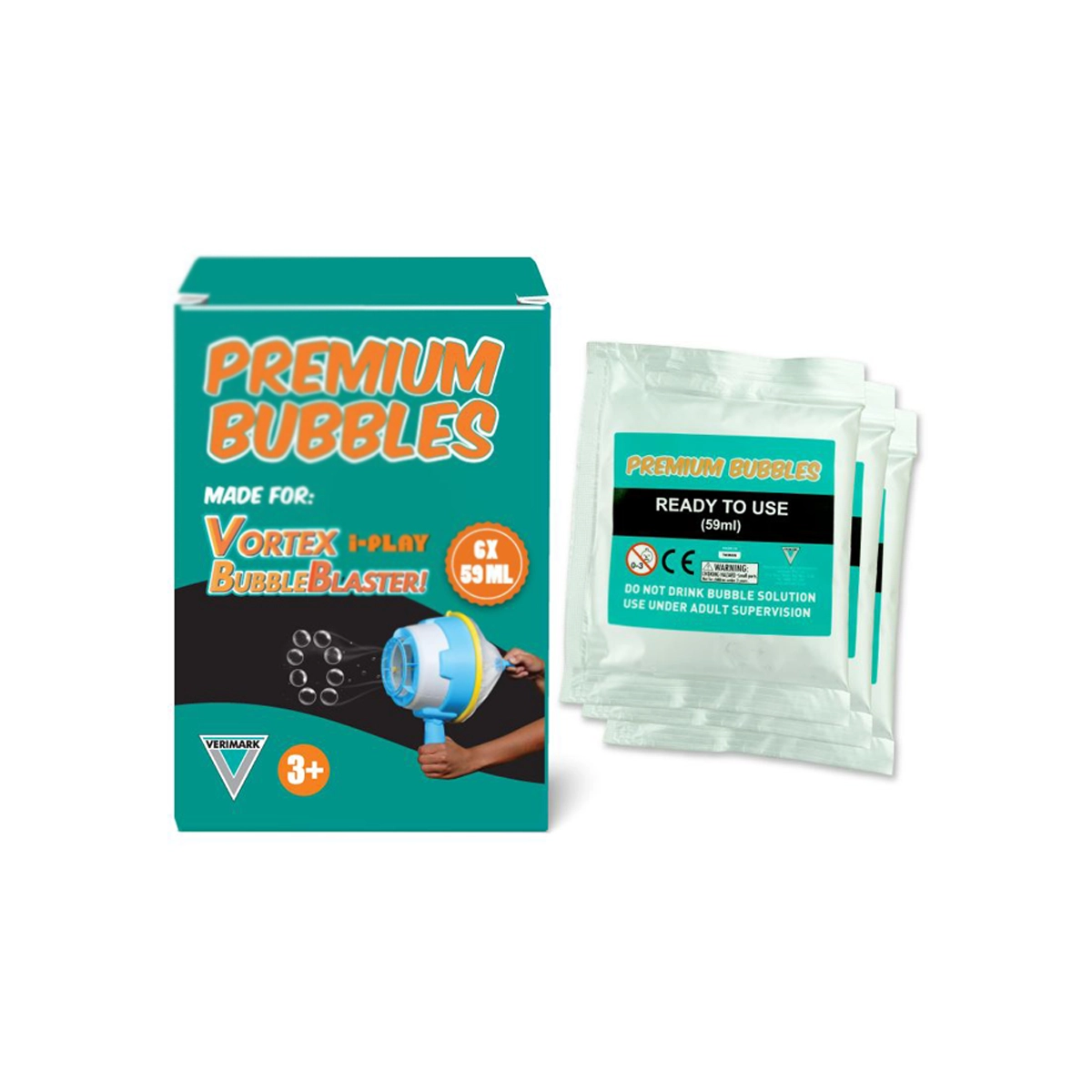 i-Play Vortex Premium Bubble Solution | 6 x 59ml Refill Bubble Solution